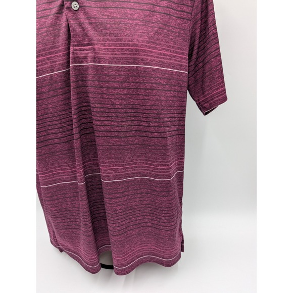 PG Tour Mens Medium Burgundy‎ Striped Golf Polo Shirt M - Picture 4 of 13